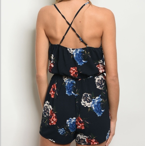 Navy Floral Romper - Picture 4 of 4